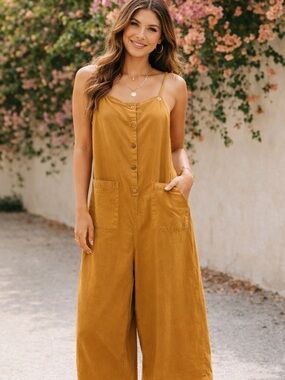 Billabong Mustard Button-Front Top